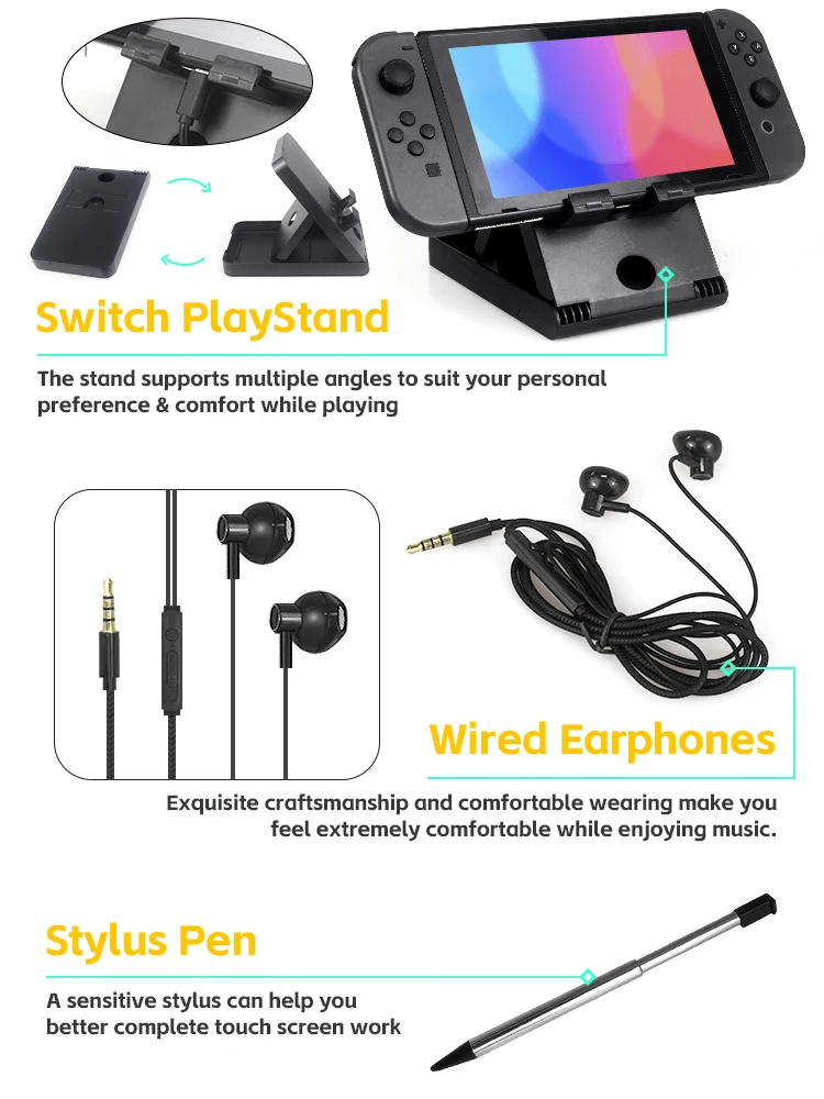 Accessory Bundle Kit Designed for Nintendo Switch