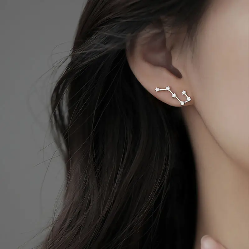 Asymmetric Big Dipper Long Tassel Chain Dangle Earrings for Women Zircon Jewelry