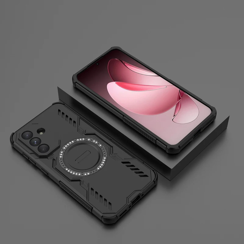 ELVEV Magnetic Wing Shield Case - Durable PC + Soft TPU Wireless Charging Phone Cover
