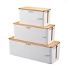 Wire Storage Box Power Plug Board Wire Boxes Socket Data Cable Junction Box Plastic Storage Box with Bamboo 1