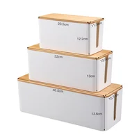 Wire Storage Box Power Plug Board Wire Boxes Socket Data Cable Junction Box Plastic Storage Box with Bamboo 1