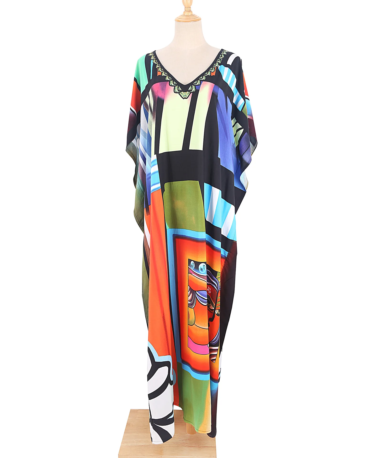 Plus Size Swimsuit Kaftans Beach Cover Ups Colorful Outfits Dress Bathing Suit for Women Vacation Outfits 4