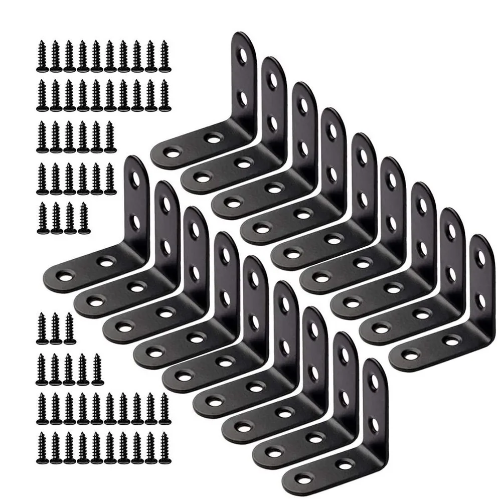 L-shaped Código de Canto Suporte Ângulo Direito Cantos Brace Fixação Conector para Suporte Prateleira Board 18 Pcs Aço Inoxidável