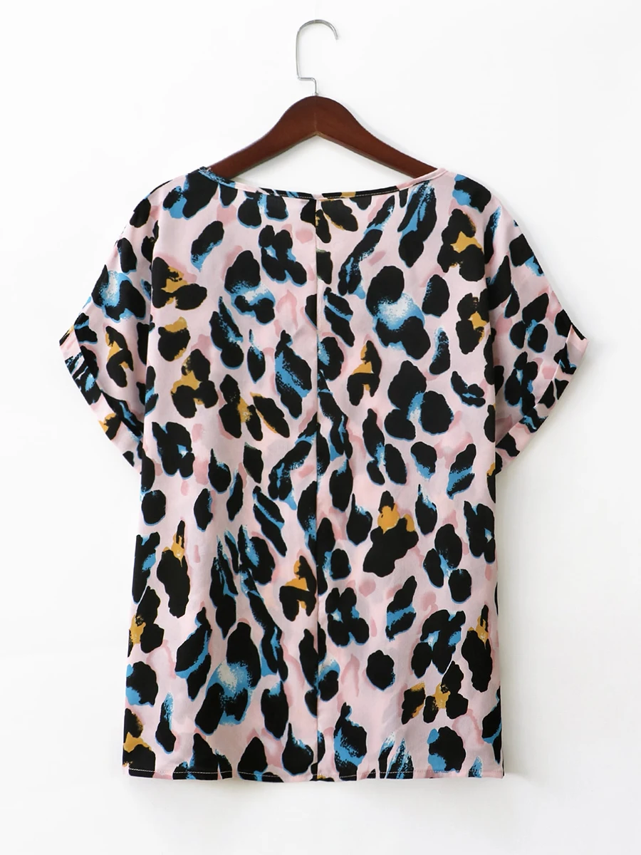 Finjani-blusa feminina com estampa leopardo, blusa com