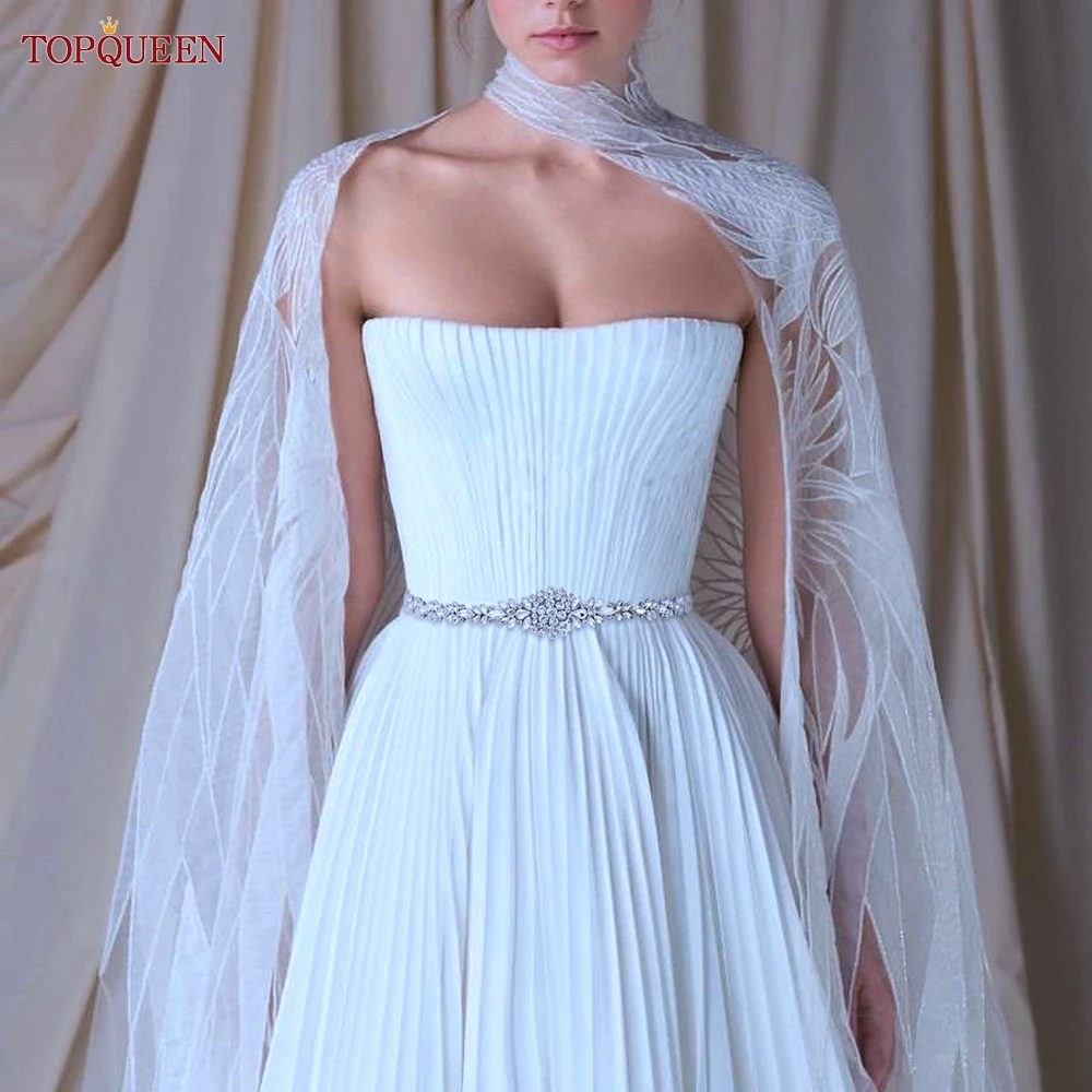 

TOPQUEEN Rhinestones Bridal Diamond Crystal Wedding Sparkly Sash For Wedding Dress Accessories Belt S124