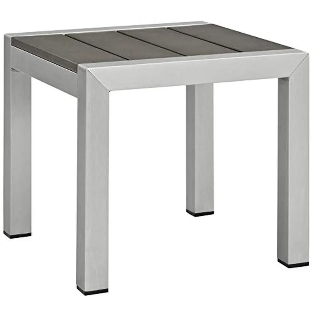 Outdoor Patio Furniture Set Aluminum Weather-Resistant Shore Collection Armchairs Side Table Grey 4