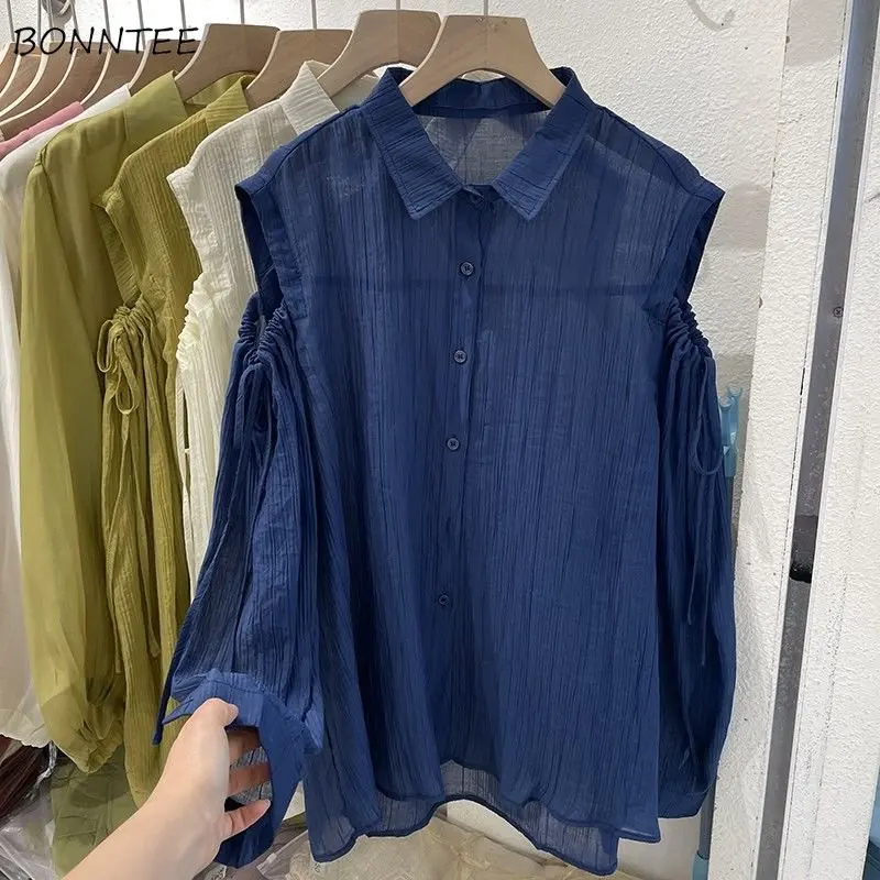

Vintage Shirts Women Fashion Design Harajuku Loose-fitting Clothes Summer Chic Ulzzang Simple Solid All-match Ladies Blusas Ins