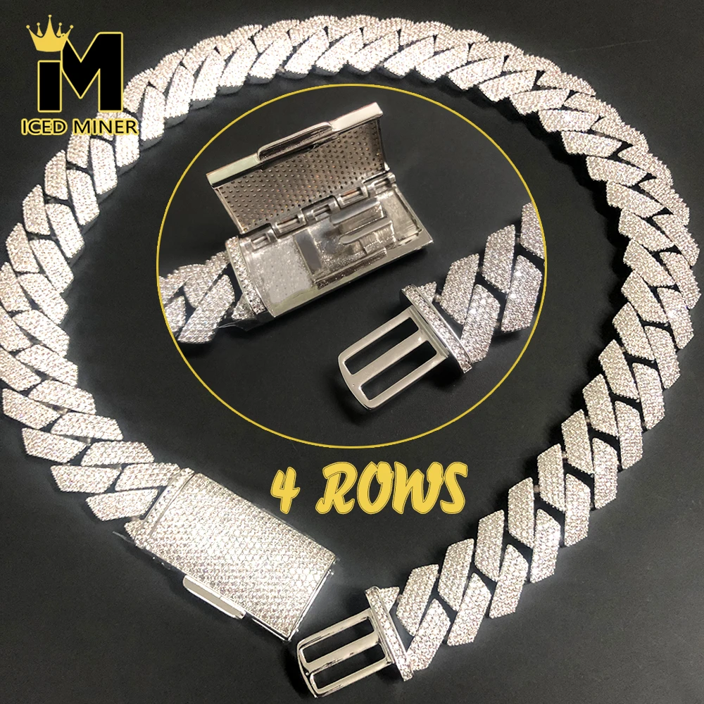 

IM 20mm 4 Rows Zircon Iced Out Necklaces Cuban Link Chain Necklaces for Men Women Hip Hop Bling Goth Choker Free Shipping