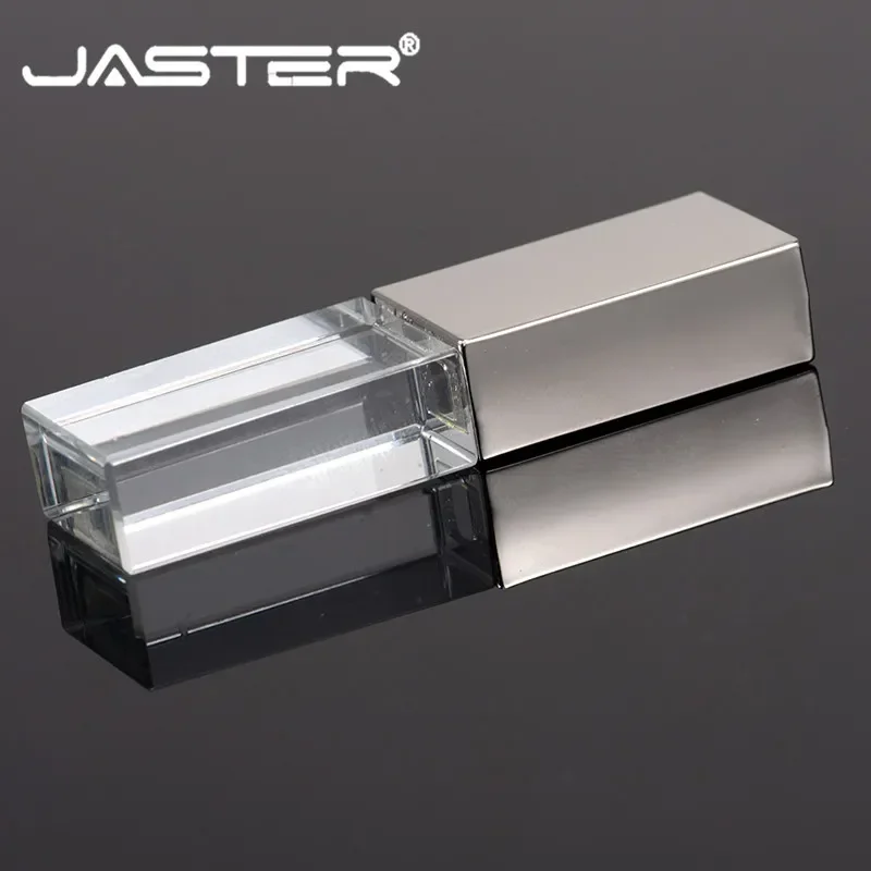 JASTER-USB 2.0 플래시 드라이브 패셔너블 크리스탈 스타일 펜 드라이브 32GB 64GB, 메모리 스틱 3D 레이저 조각 무료 맞춤 로고 U 디스크