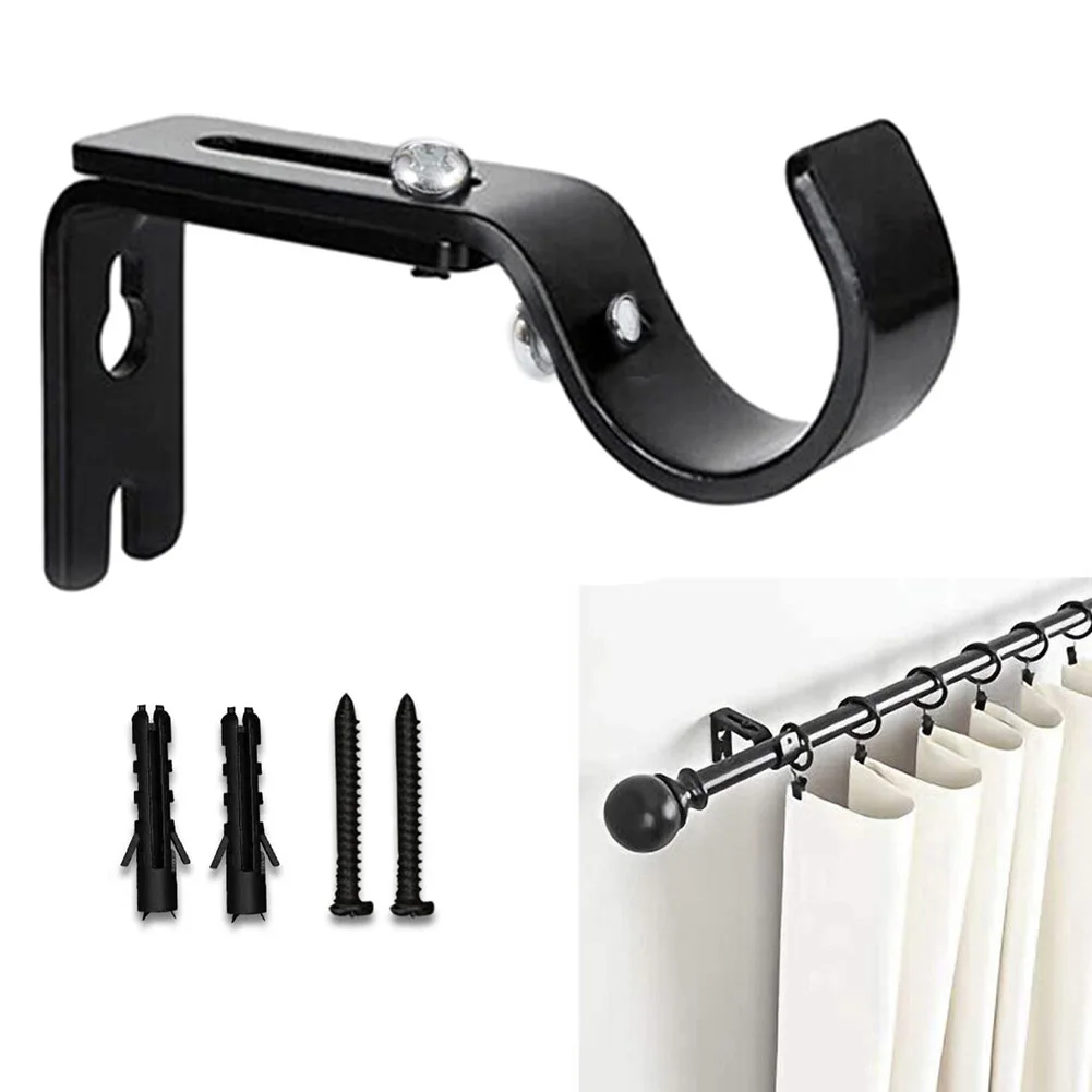 1pc Metal Curtain Rod Brackets Set Drapery Poles Parts For Drapes Door Curtains Door Rust Elegant Simple Hardware Dressing