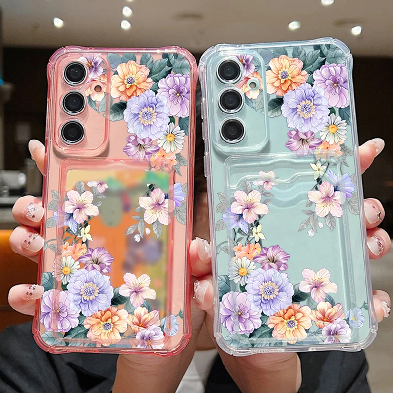 Elegant Floral Card Bag Phone Cover