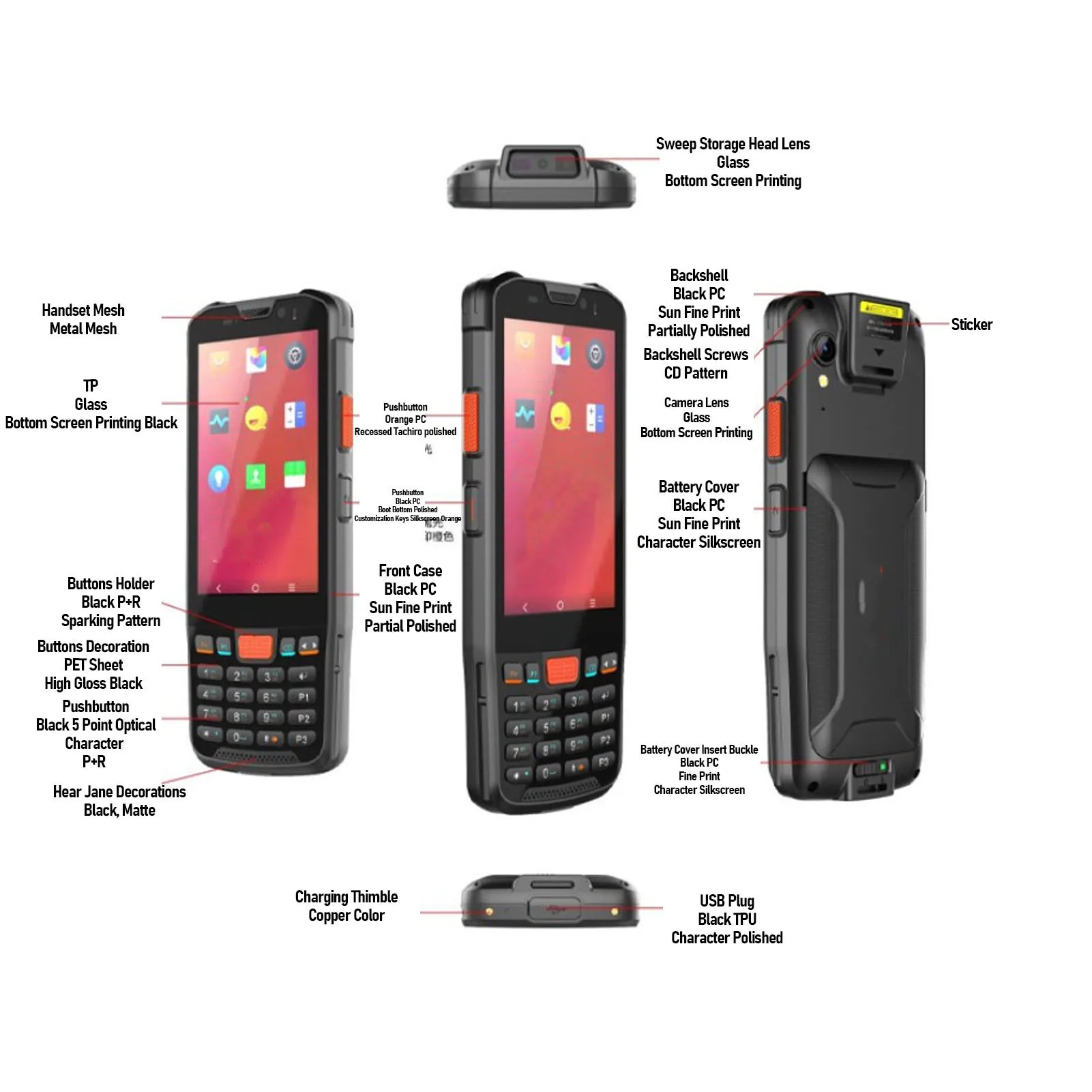 4G Handheld 4 inch LCD Screen Scanner Terminal Data Collector High Resolutionarcode Excellent Decoding Capability for Logistics