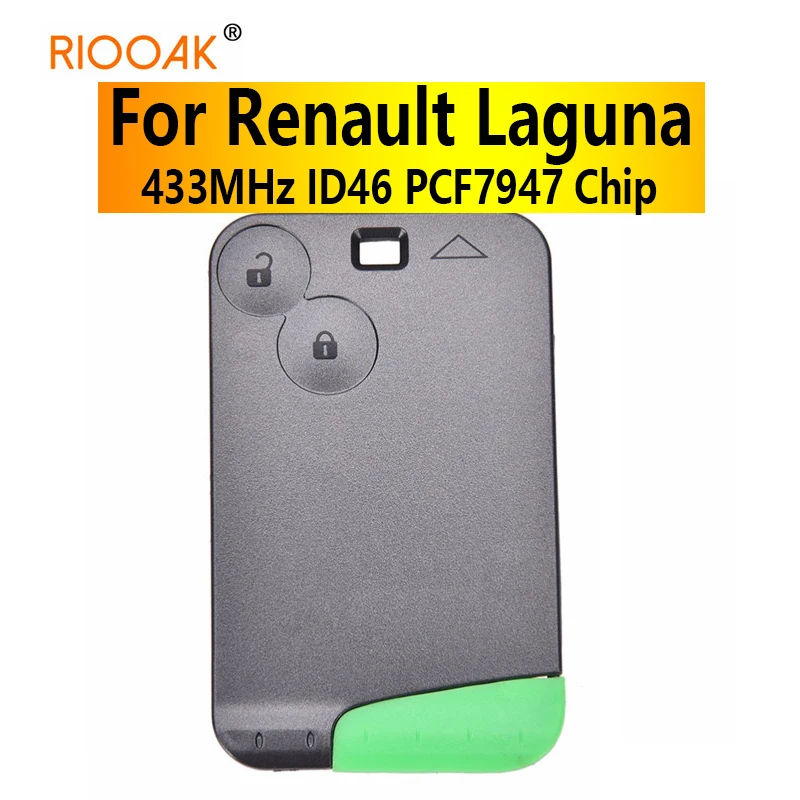 2 Buttons Smart Card for Renault Laguna Remote Key Fob 433MHz ID46 PCF7947 Chip with Key Blade replacement key case fix for renault laguna 3 buttons smart card shell remote key blanks with key blade