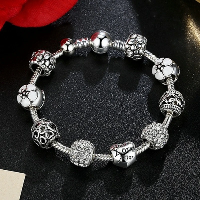 

Женский браслет с кристаллами, серебро 2023 пробы