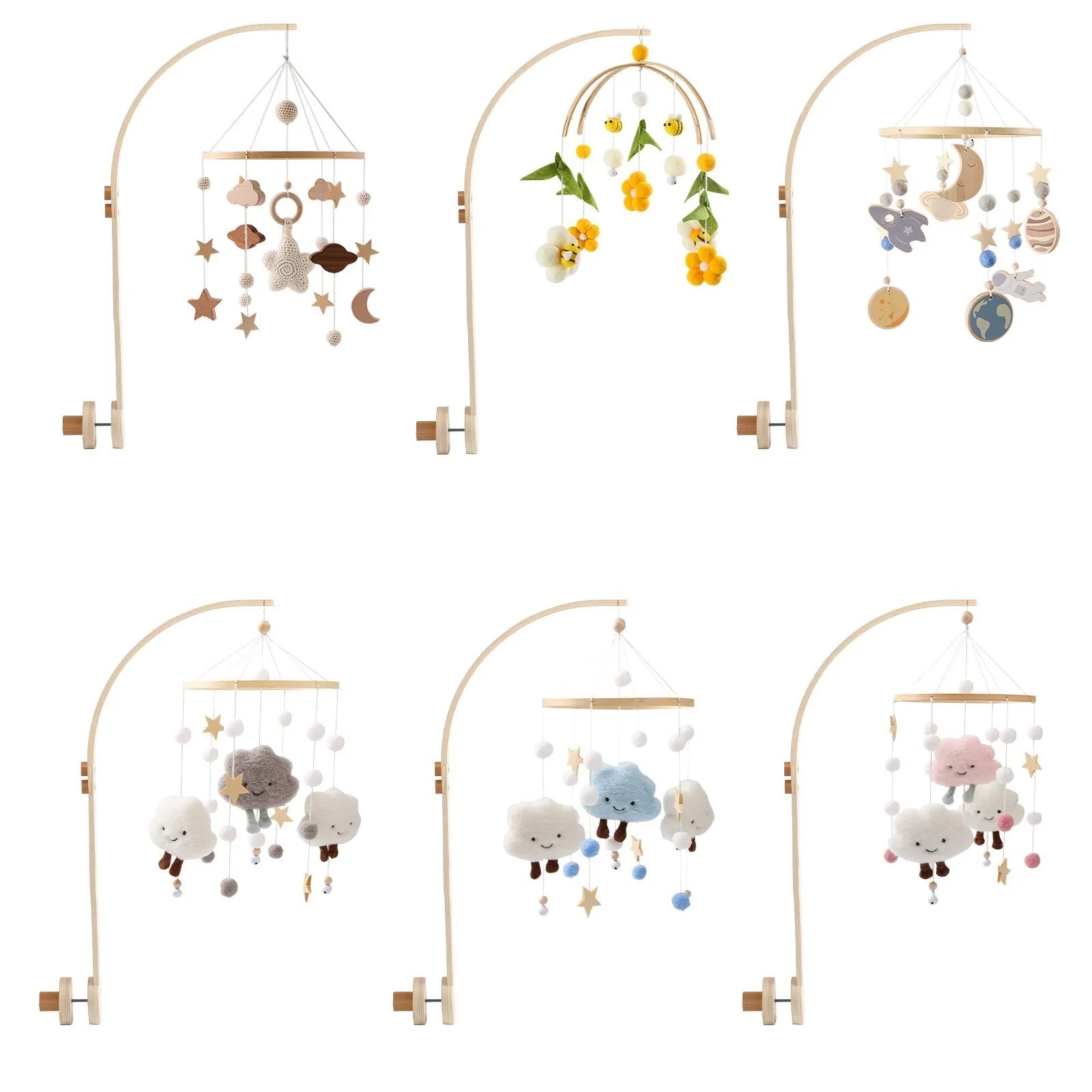 

Baby Rattle Crib Toys 0-12 Months Wooden Mobile Bed Bell Stand Newborn Music Box Bed Bell Hanging Toy Stand Baby Gift