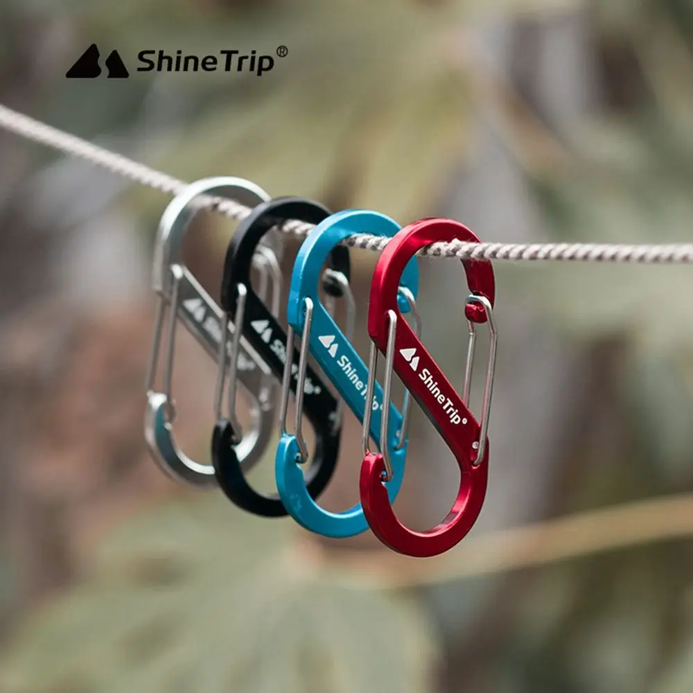 

With Lock Key-Lock Tool Aluminum Alloy S Type Carabiner Mini Keychain Hook Camping Backpack Buckles Anti-Theft Buckle