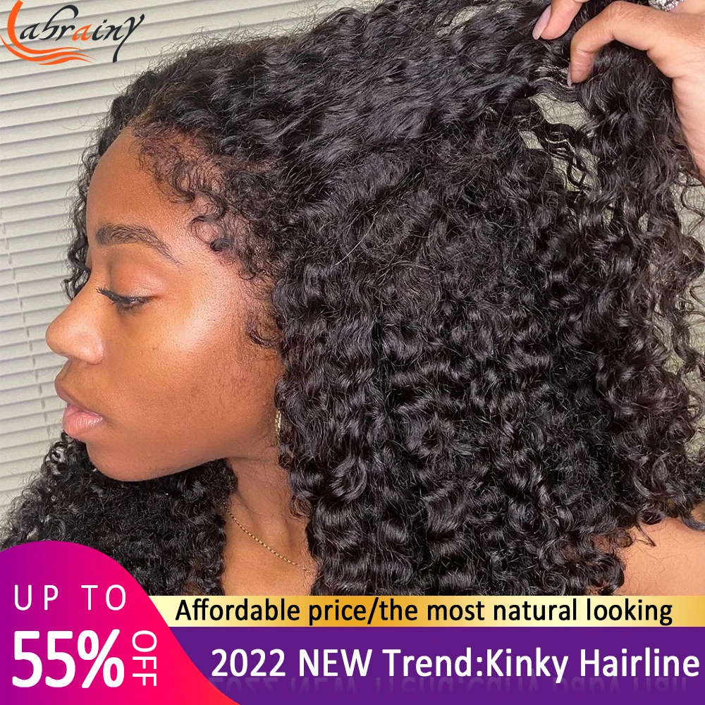 Kinky Curly Baby Hair 360 Full Lace Frontal Human Hair Wigs Glueless For Women HD 13x4 Lace Front Wig Pre Plucked Wigs Brazilian