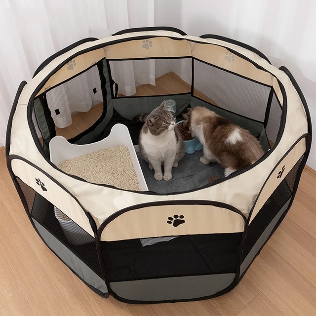 Portable Foldable Cat Tent Cat House Portable Folding Outdoor Travel Pet Tent Cats and dogs delivery room pets octagonal cage 2