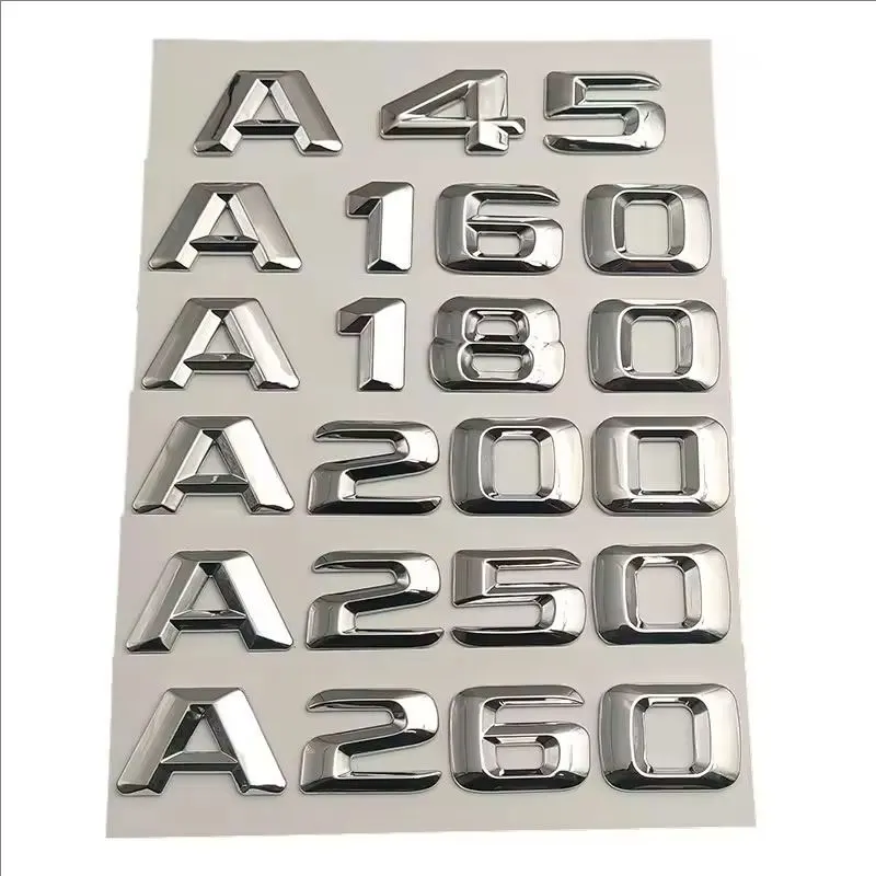 자동차 트렁크 배지, 3D ABS 크롬 로고, A45, A35, A180, A220, A200, 4matic 엠블럼 문자 스티커, W176, W177 액세서리