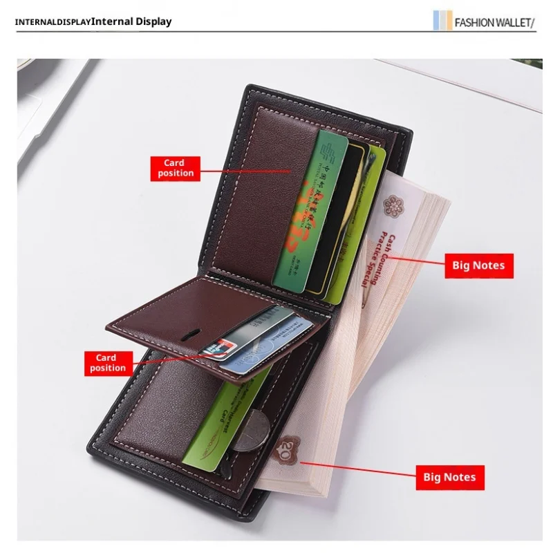 New Style Multi Card Slot Leather Wallet for Men Hand Woven Fashion Simple Ultra Thin Coin Purse