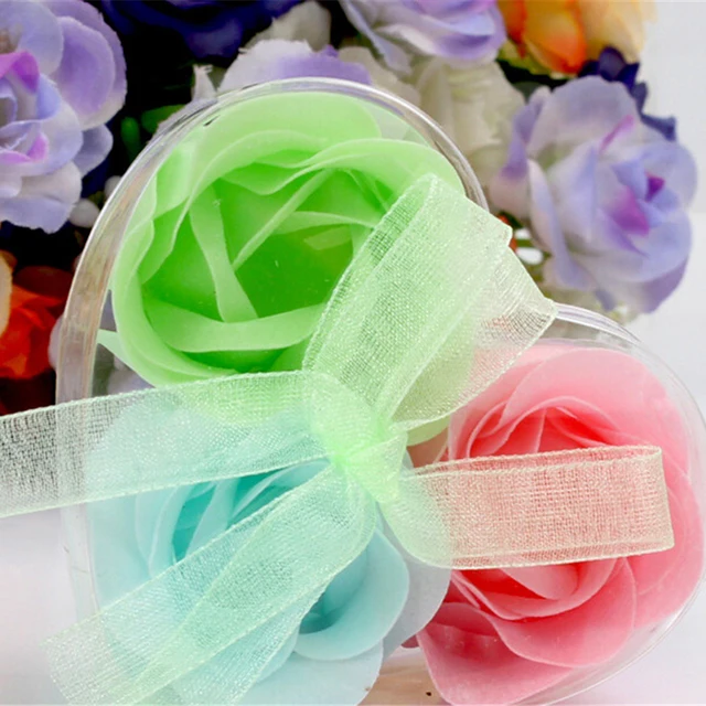 3pcs/Box Colorful Scented Petal Bath Body Paper Soap Rose Flower Favor Wedding Decoration Hot Selling Wedding Party Gift