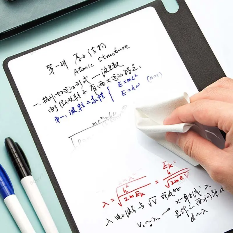 

A5 Whiteboard Notebook Reusable Leather Memo Free Whiteboard Pen Erasing Cloth Weekly Planner Portable Stylish Office Notebooks