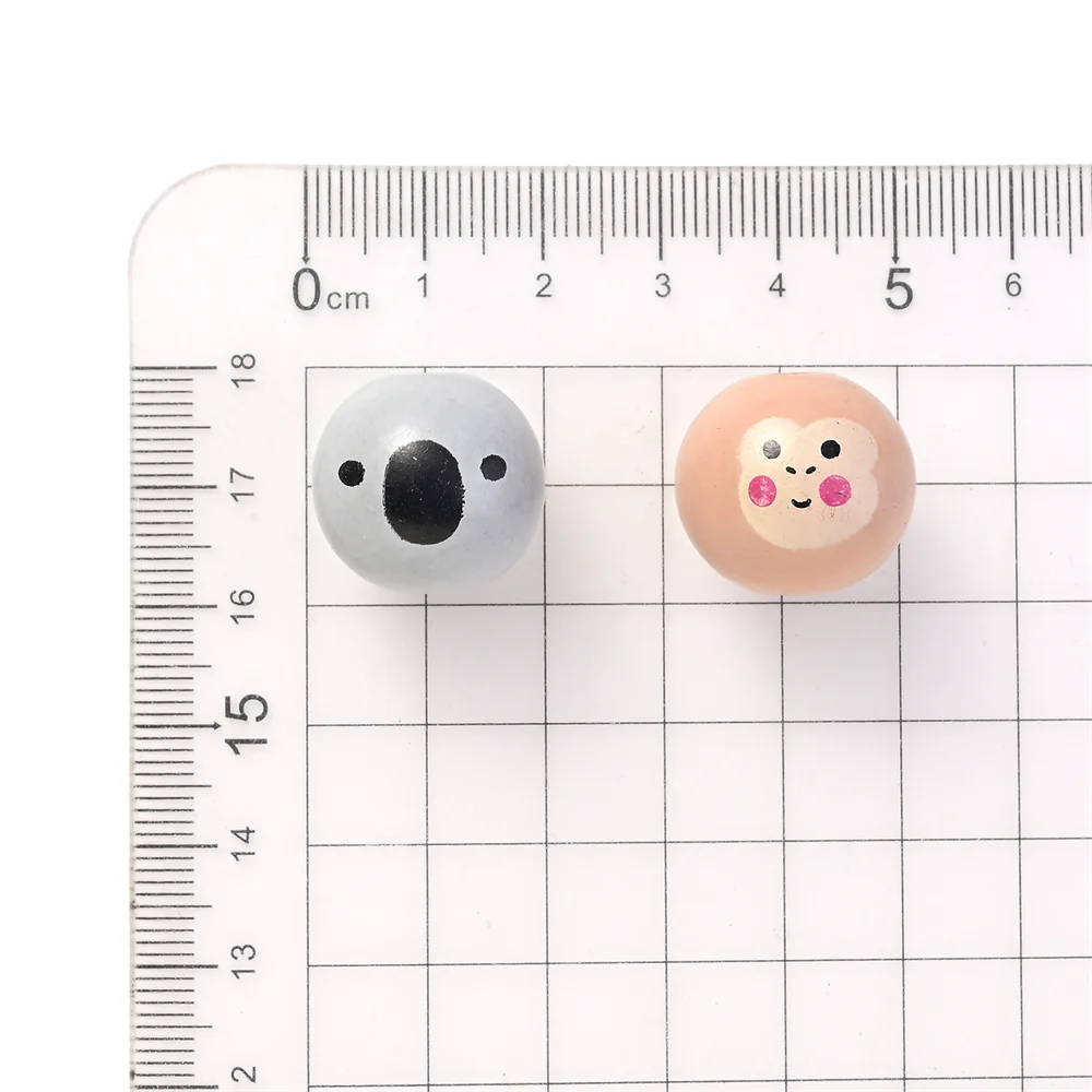 귀여운 몽키 여우 돼지 느슨한 스페이서 비즈, 동물 나무 비즈, DIY 쥬얼리 제작 목걸이 팔찌 액세서리, 10 개, 20mm