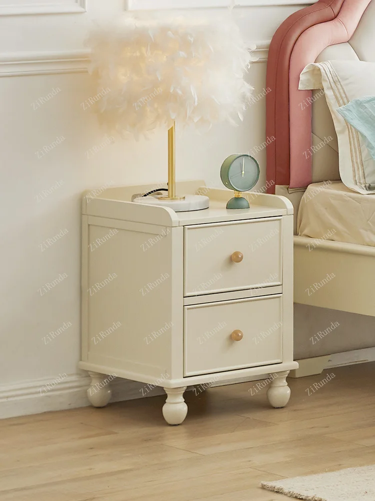 1 American children's bedside table mini simple solid wood storage locker