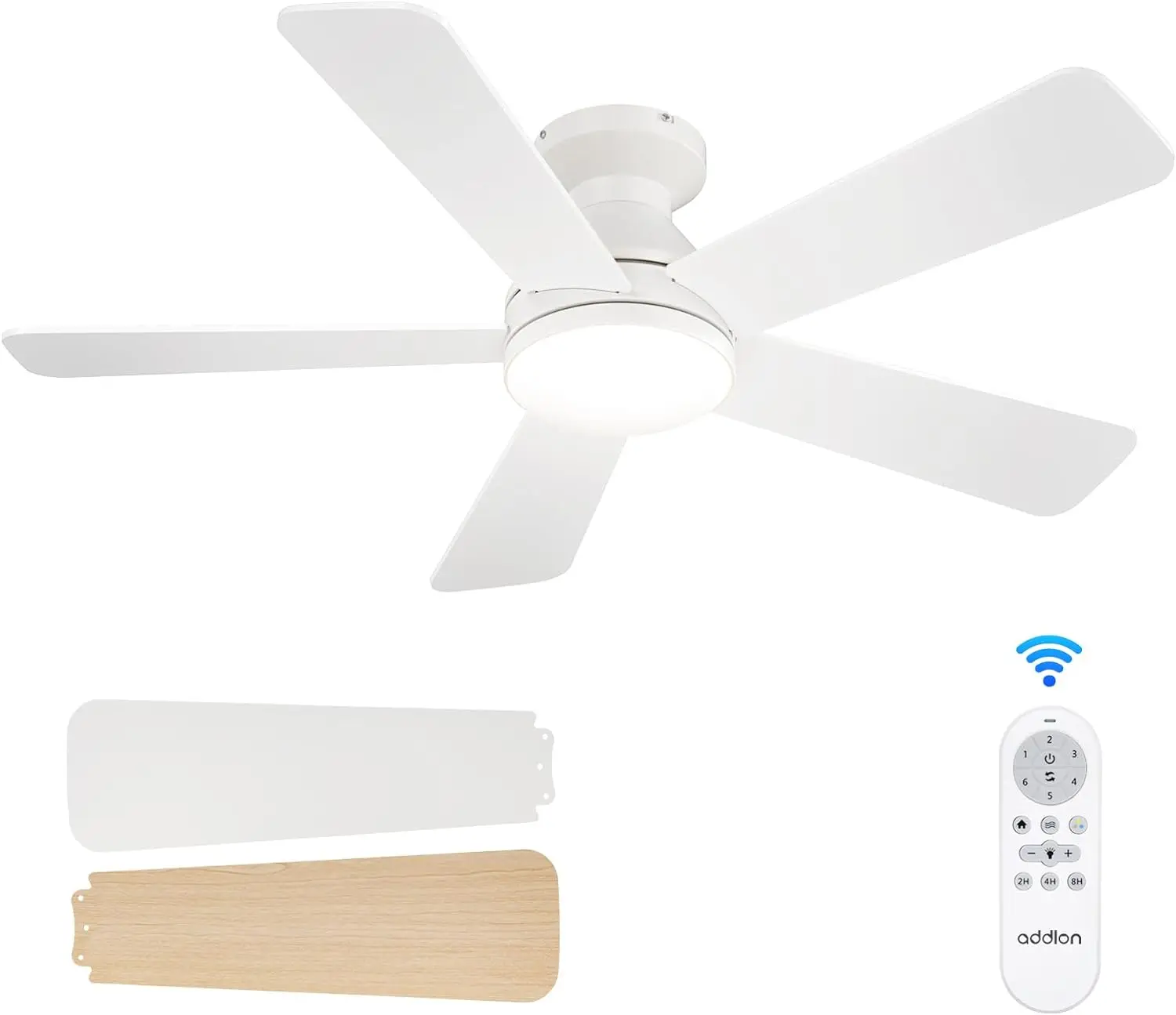 

addlon Ceiling Fans with Lights, 42 Inch Low Profile Ceiling Fan with Light And Remote Control, Flush Mount, Reversible