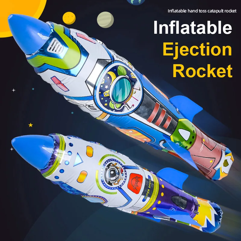 Kids Hand Throwing Inflatable Rocket Ejection Toys Balloon Outdoor