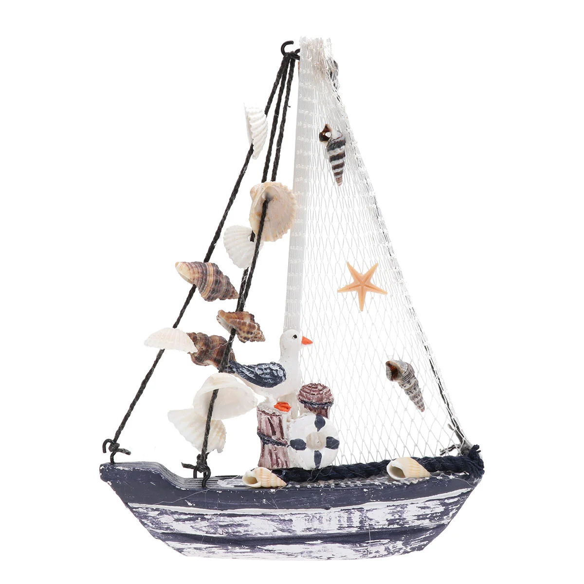 

Mini Sailing Boat Home Decoration Shell Toy Resin Crafts Ornaments Table Top Bookshelf