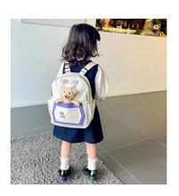 

Baby Backpack Canvas Cute Cartoon Bear Pattern Waterproof Breathable Light High Capacity Child Outdoor Storage Handbag New Hot