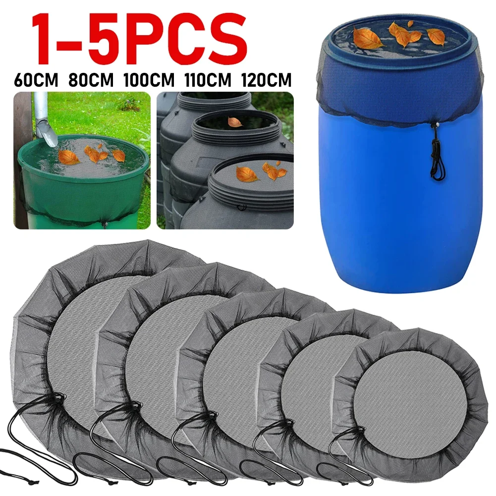 Rainwater Bucket Insect Cover Adjustable Drawstring Rain Barrel Filter Mesh Anti-insect Garden Rainwater Netting Garden Supplies rain barrel cover