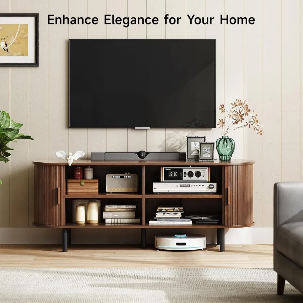 55" TV Stand with Power Outlet - Modern Entertainment Center for TVs up to 60 Inch with Adjustable Shelves and Storage 3