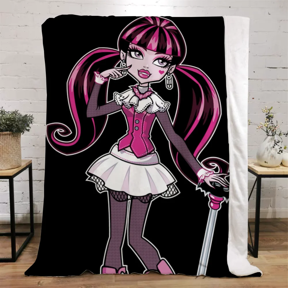 Draculaura 푹신한 부드러운 담요 및 던지기 극세사 담요, 가정용 비치 타월 니트 격자 무늬 침대 던지기, 킹 사이즈 인테리어