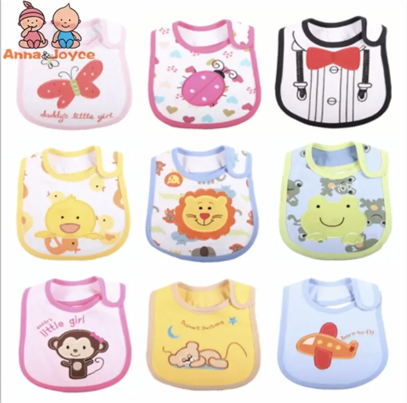 

8pc/Lot Hot Cotton Baby Bibs Infant Embroidered Saliva Towels Cloths Funny Waterproof Trk0010