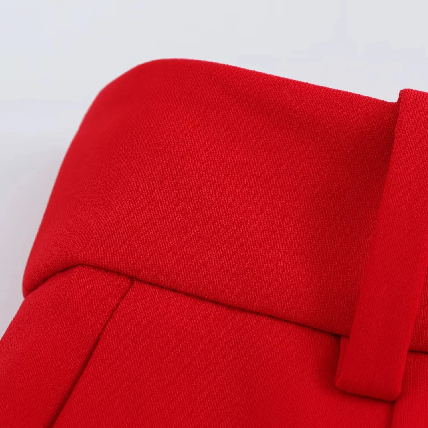 Lady Chic Red Vest Blazer Suit V Neck Sashes Sleeveless Blazer High Waist Wide Leg Pants Fashion Summer Sets