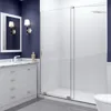76 x 60 inch Semi-Frameless Shower Door in Brushed Nickel, Longboat Water Repellent Glass Shower Door with Seal Strip Parts 1
