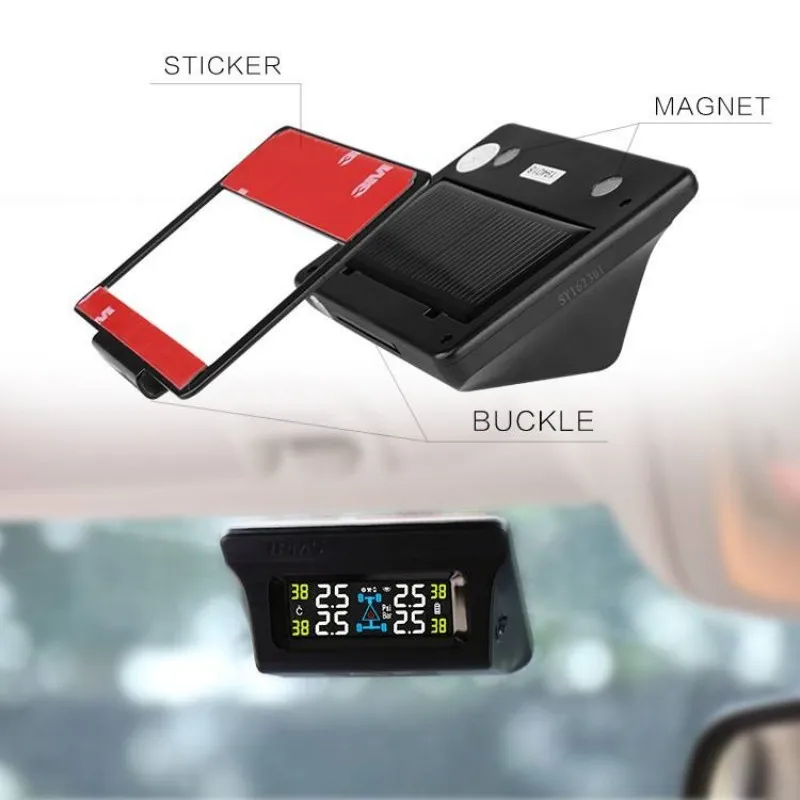SPY Solar Power TPMS Car Tire Pressure Monitoring System Internal Sensor Auto Security Alarm Tyre Pressure Temperature Warn car tire pressure monitor car tire pressure sensor