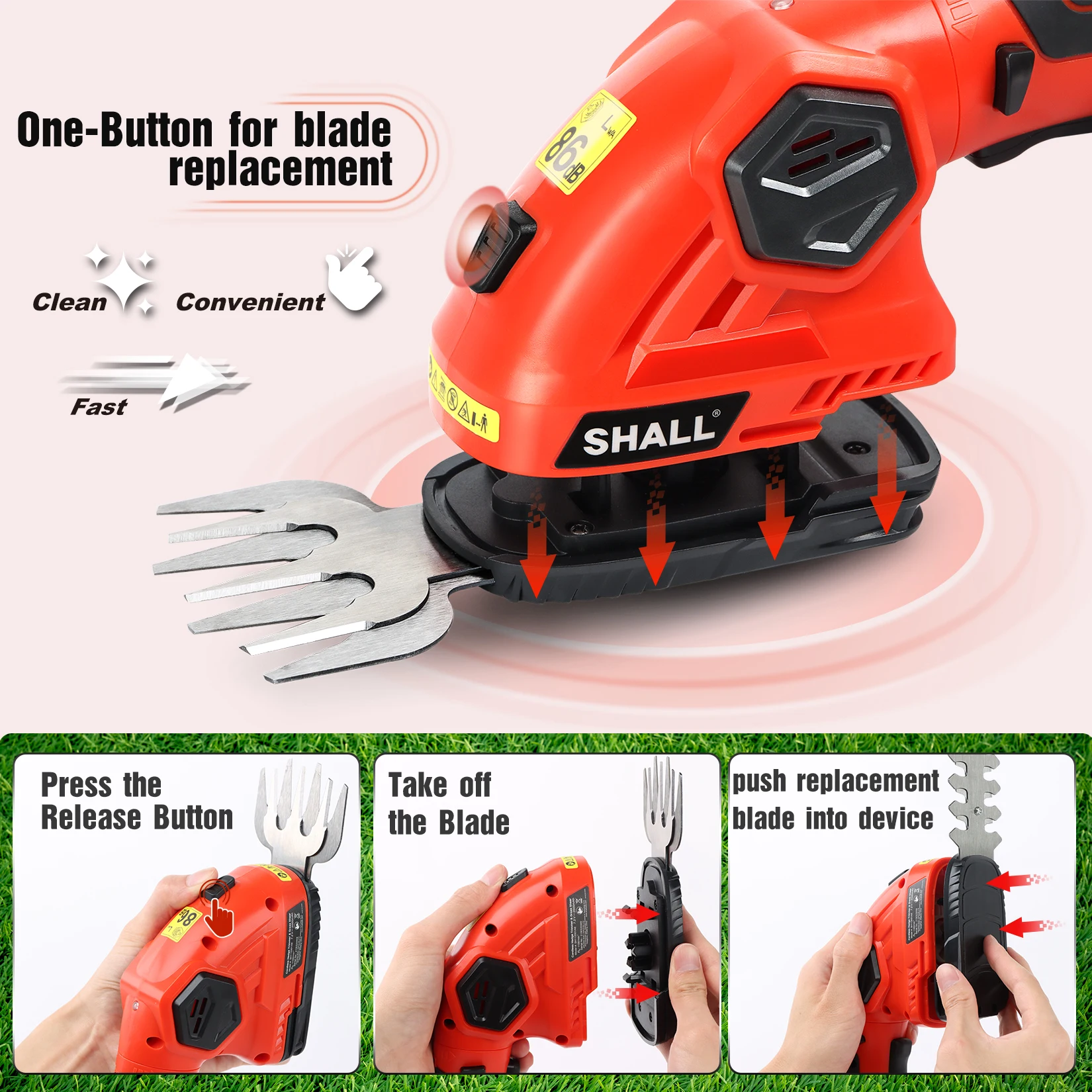 SHALL 7.2V Cordless Grass Hedge Trimmer 2in1 Battery Rechargeable Shear  with Pruning shears Hedger gardening tools Fast Charging - AliExpress