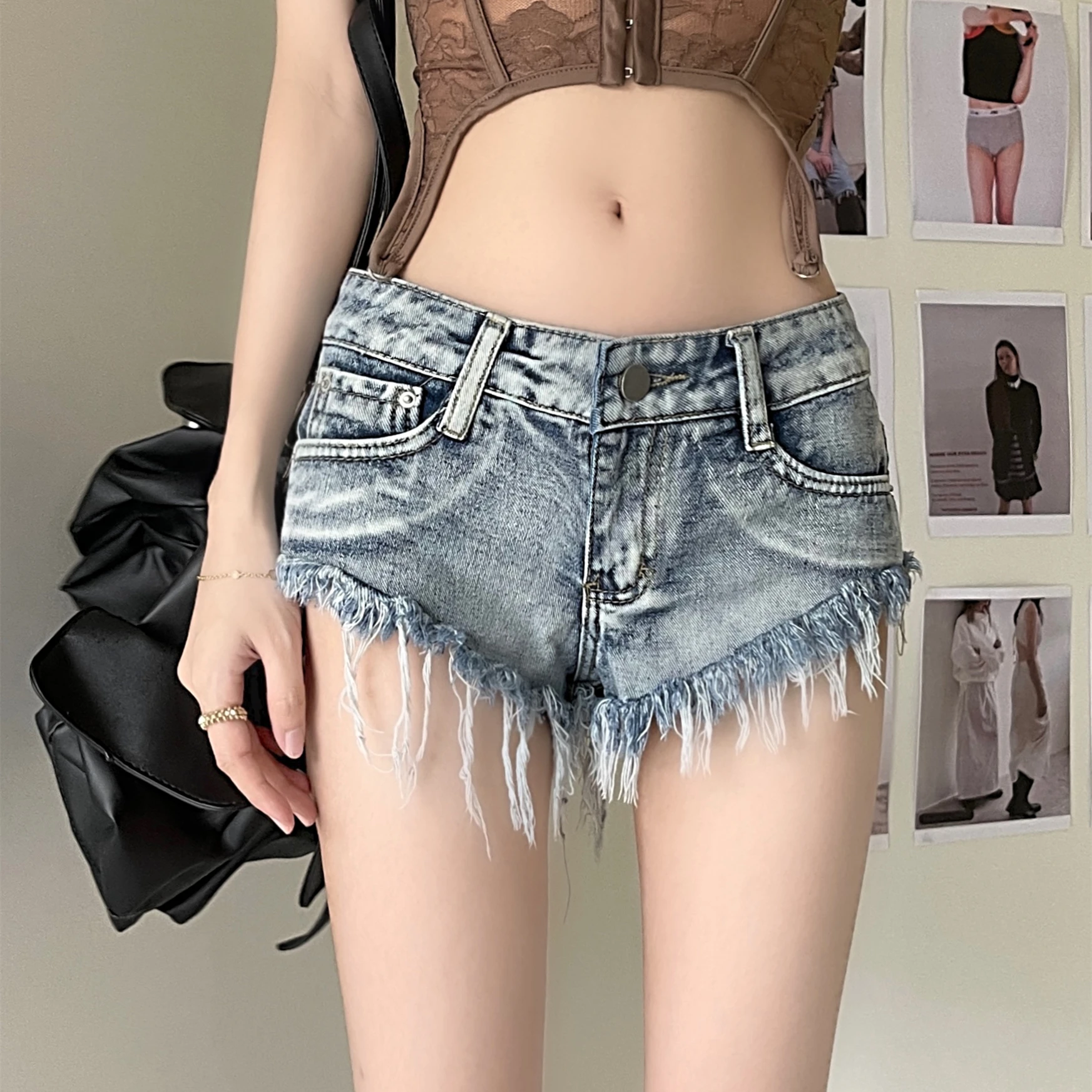 

2023 Fashion Summer Sexy Women Jeans Mini Booty Shorts Ladies Club Party Streetwear Super Short Feminino Denim Tassels Hot Short