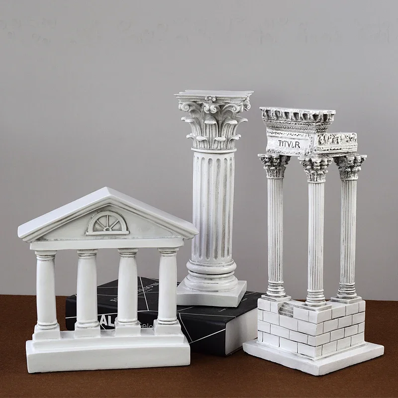 

European Ancient Greek Temple Home Living Room Ornaments Nordic Style Roman Column Sculpture Building Resin Decoration