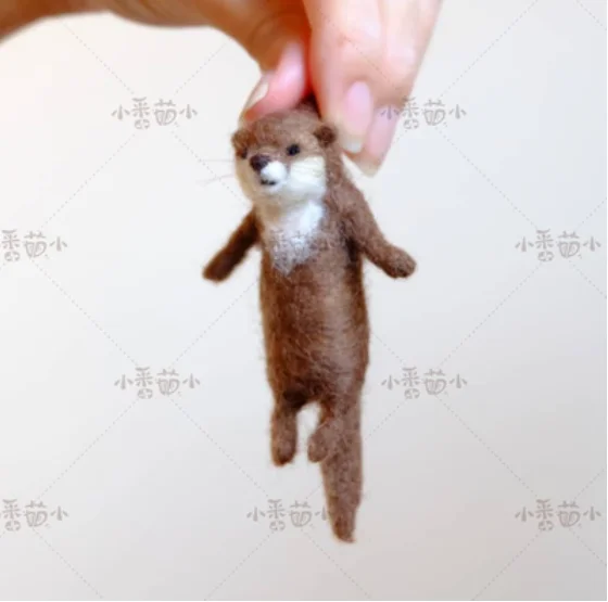 Woollen felt jab, animal hedgehog, cat, panda, rabbit seal yucococafe. wool felt needle felting decoration craft needlecraft