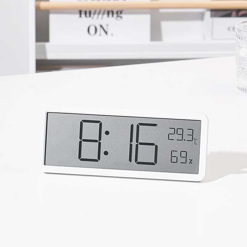 LCD Screen Digital Wall Clock Time Temperature Humidity Time Display Electronic Desktop Battery Powered