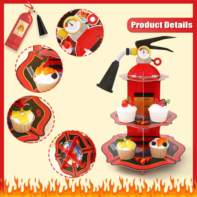 Feuer Hydrant Cupcake Ständer Feuerwehrmann Geburtstag Party Dekoration Kinderbevorzugung Kuchenständer Alles Gute zum Geburtstag Babyparty Partyzubehör – Detail 10