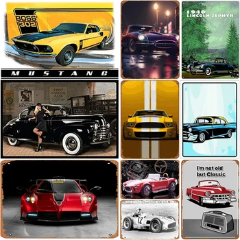 Metal Tin Signs Plaque Classic Old Cars Wall Decoration Vintage Art Posters Iron Painting for Man Cave Home Cafe Garage Club Bar 1