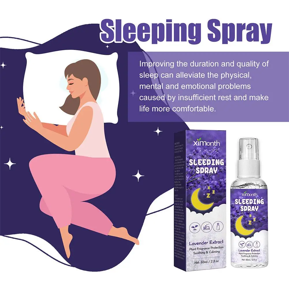 60ml Lavender Sleep Spray Aromatherapy Sleep Lavender Vanilla Pillow Mist Sleep Pillow Spray For Room Linen Deep Sleep Spra C3N1 75ml best aromatherapy calm deep sleep mist pillow spray with lavender essential oils lavender sleep spray insomnia therapy