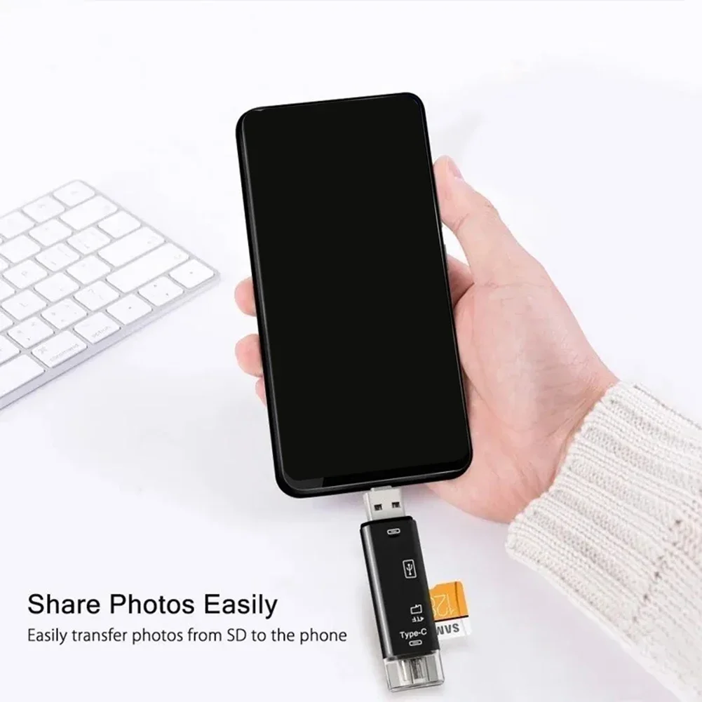 5 In 1 Multi-Function Memory Card Reader OTG Card Reader Adapter Accessory TF/SD Dual Slot USB Interface Fast Reading