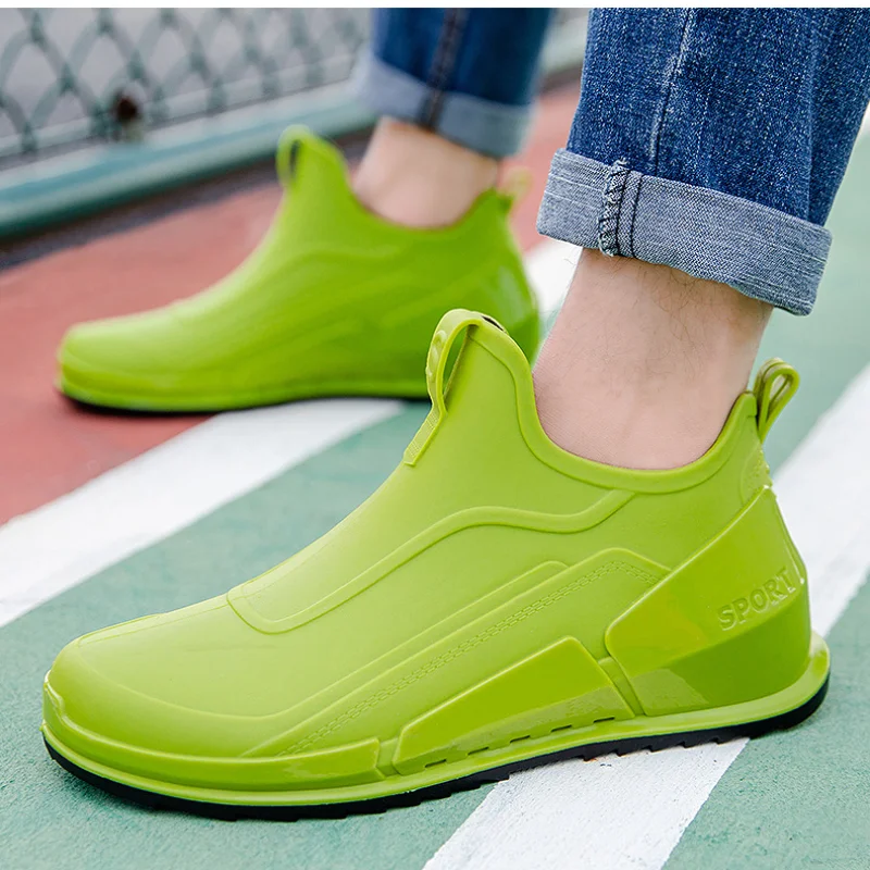 Summer men's short tube rain boots Men Outdoor Non-slip Fishing Shoes Light Hiking Shoes Durable Waterproof Rain Boots Rubber
