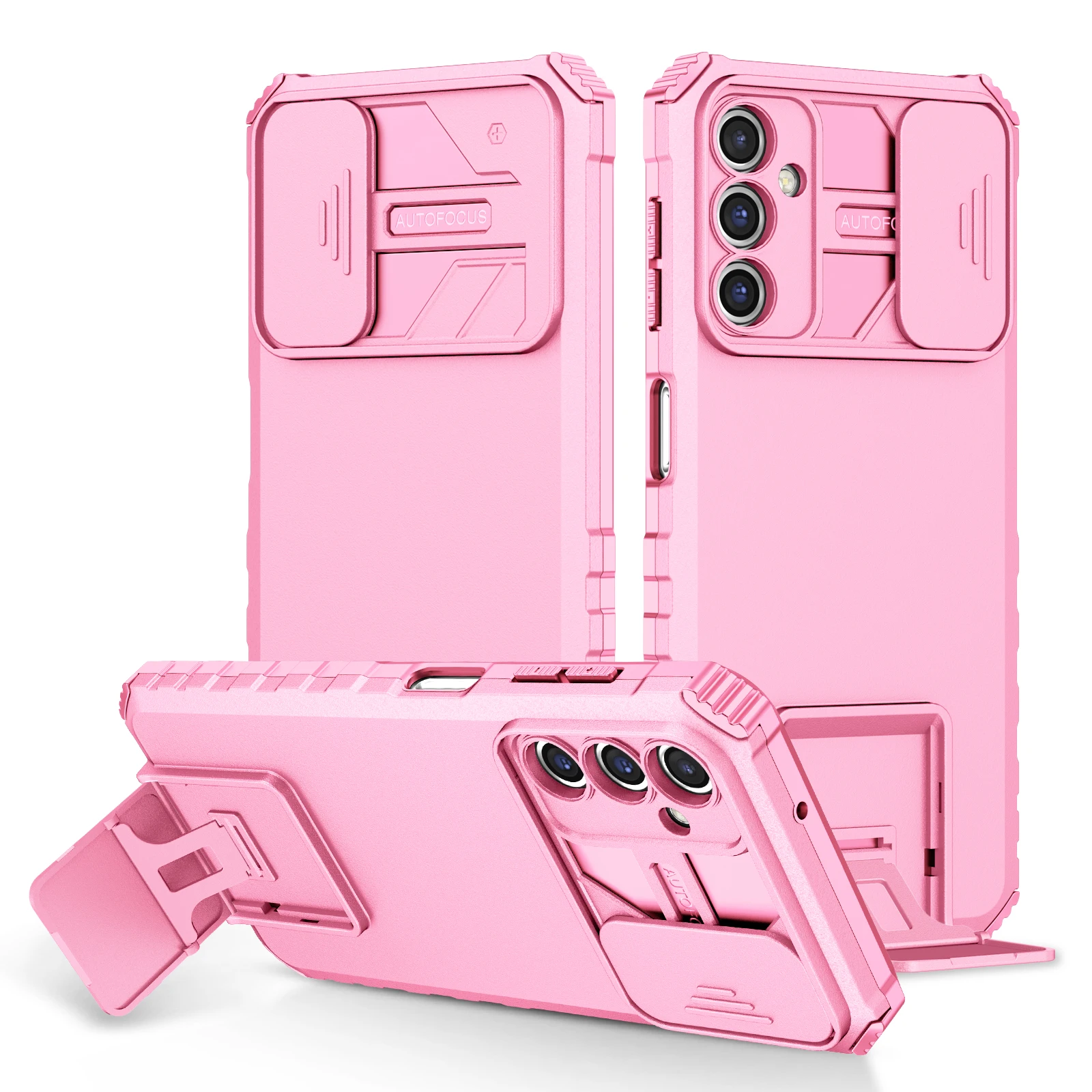 Shockproof Slide Camera Lens Protection Stand Phone Case with Enhanced Durability